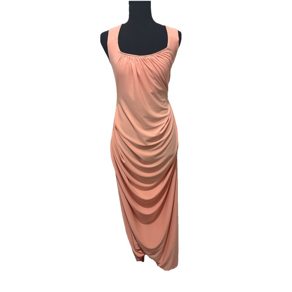 ASOS Design Peach Draped Maxi Dress Womens US 12 Sleeveless Formal